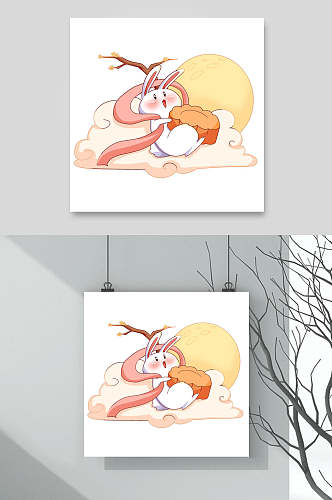 兔子卡通中秋节素材