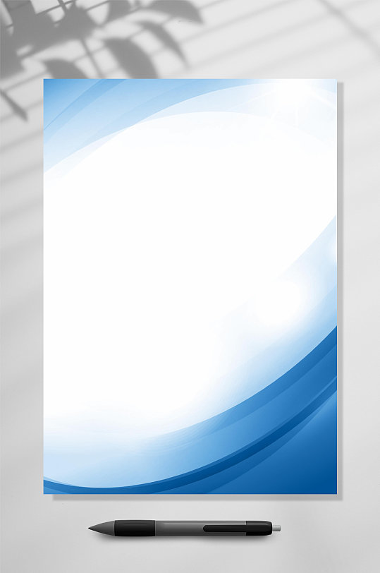 简约蓝色感谢信信纸背景WORD-众图网