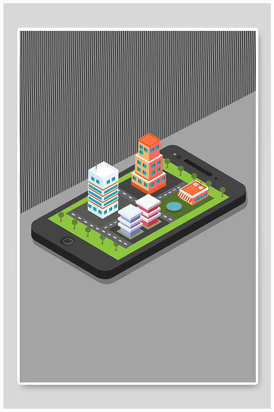 手机黑绿大气高端场景插画立体空间背景