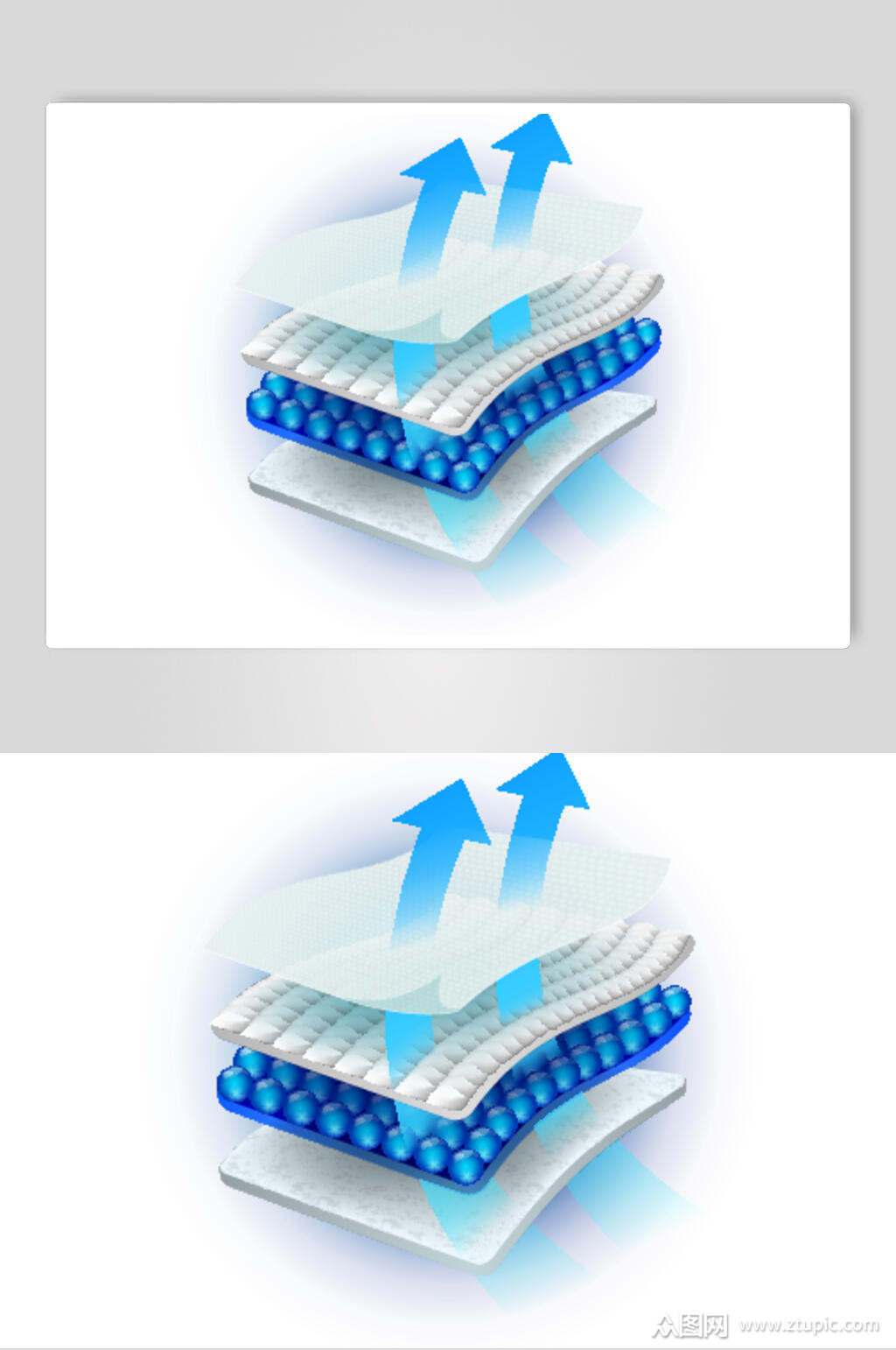 白色多层透气展示矢量素材素材