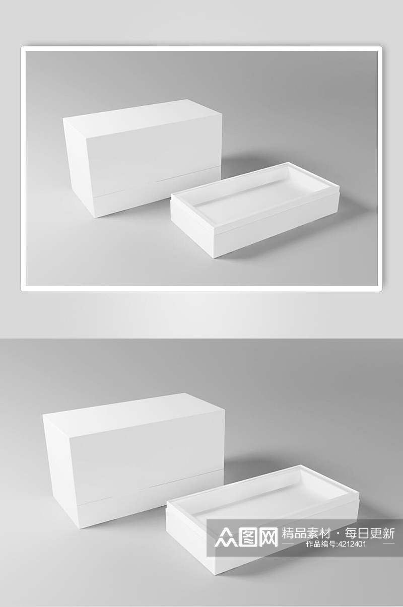 方形灰白创意高端包装盒贴图样机素材