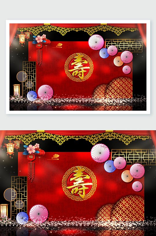 中式寿宴舞美-众图网