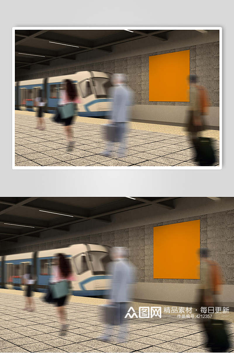 长方形人像地铁广告牌场景样机素材