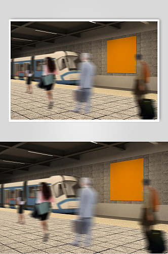 长方形人像地铁广告牌场景样机