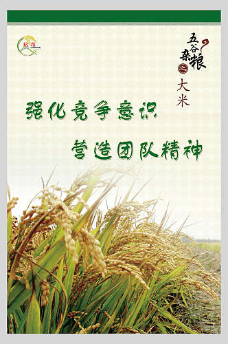 绿色有机大米稻米饭店促销宣传海报
