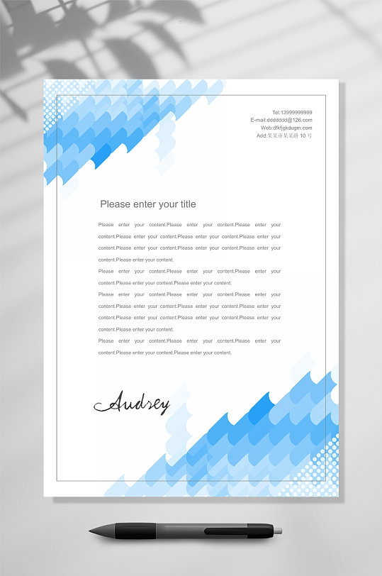 蓝色常见简约信纸WORD常用表格-众图网