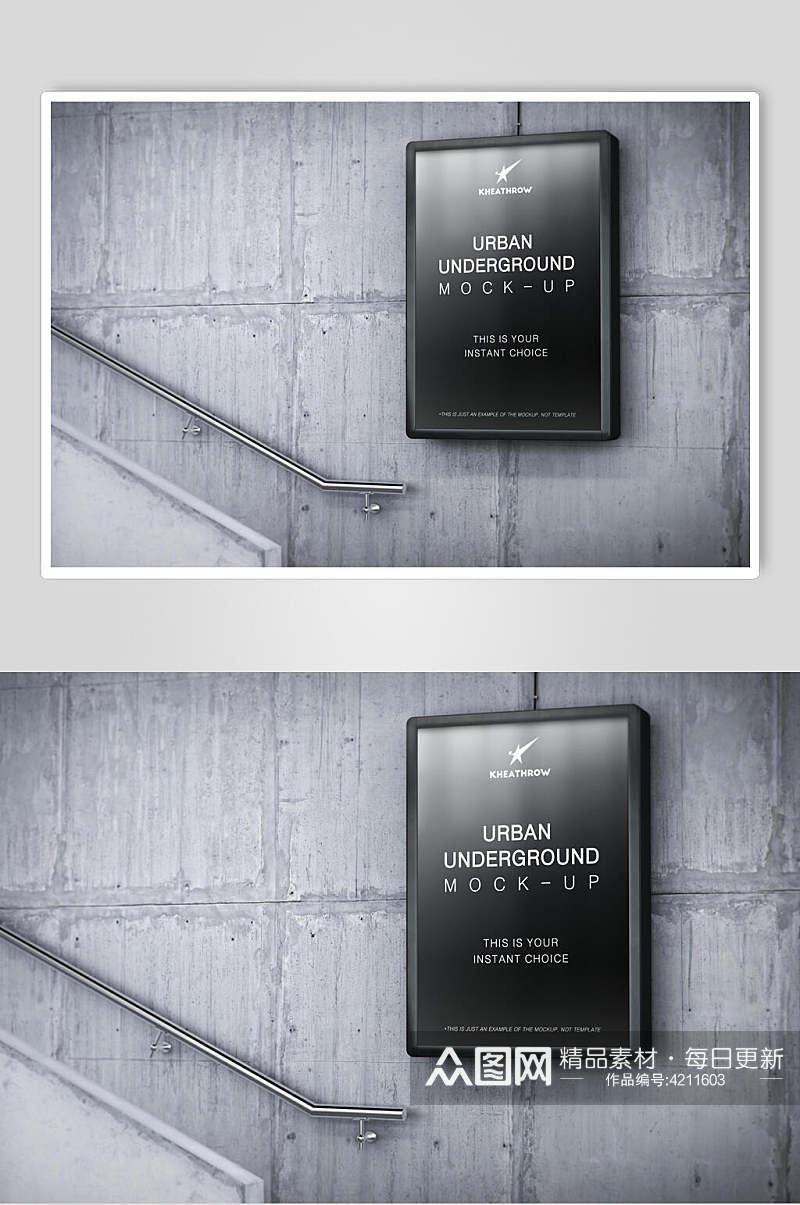 英文黑色创意高端地铁广告场景样机素材