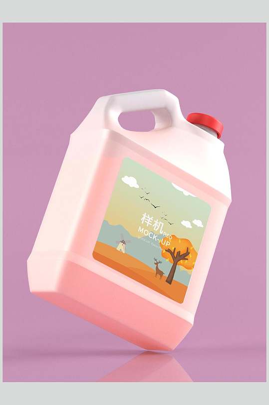 粉色立体留白树大瓶罐包装展示样机