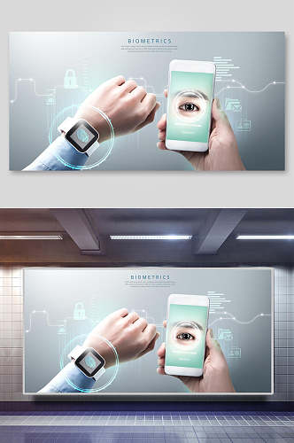 手表智能科技眼睛面部识别宣传背景