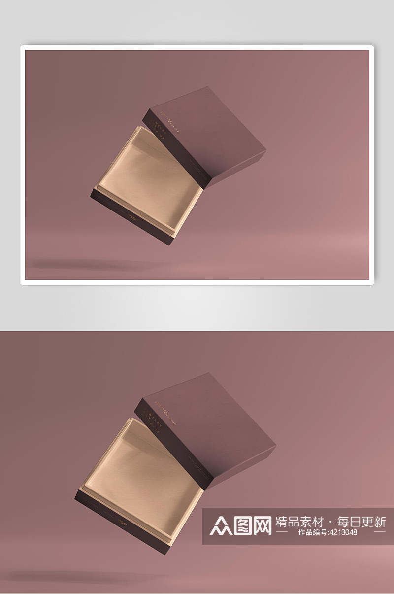 悬空方形立体粉墙壁珠宝盒样机素材