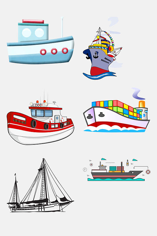 手绘游轮免抠素材