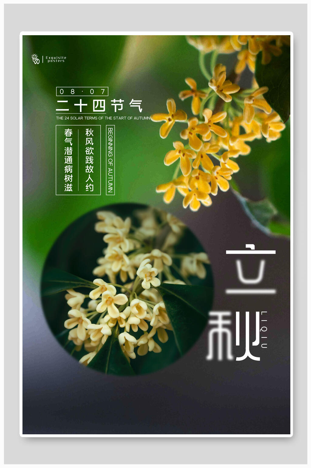 简约高端大气二十四节气立秋海报素材