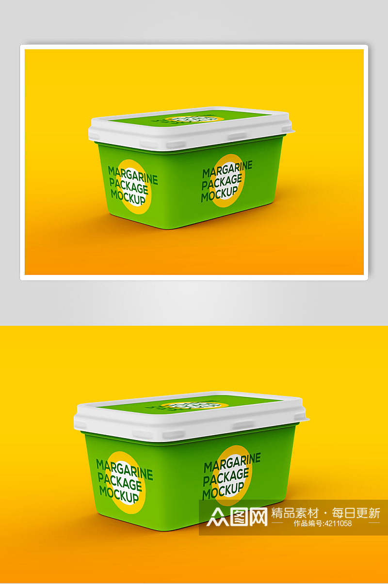 英文绿黄色冰淇凌雪糕包装展示样机素材