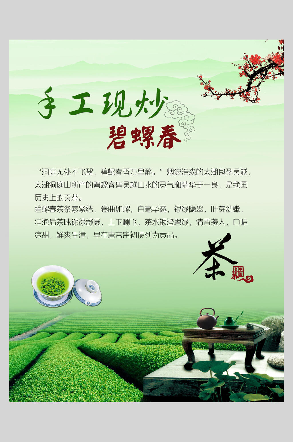 手工现炒碧螺春茶叶海报素材