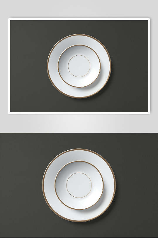 圆形简约创意高端黑白碟子盘子样机