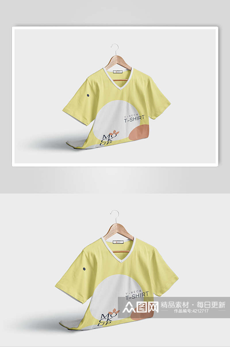时尚黄白简洁T恤服装智能贴图样机素材