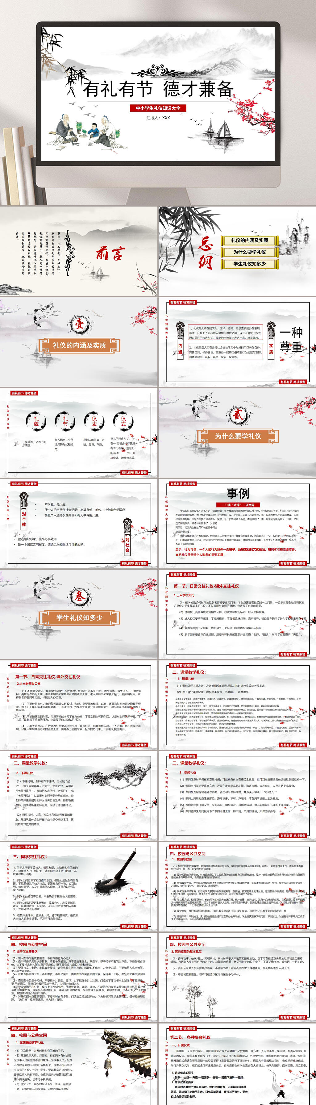 古典孔子有礼有节德才兼备文明礼仪知识大全PPT素材