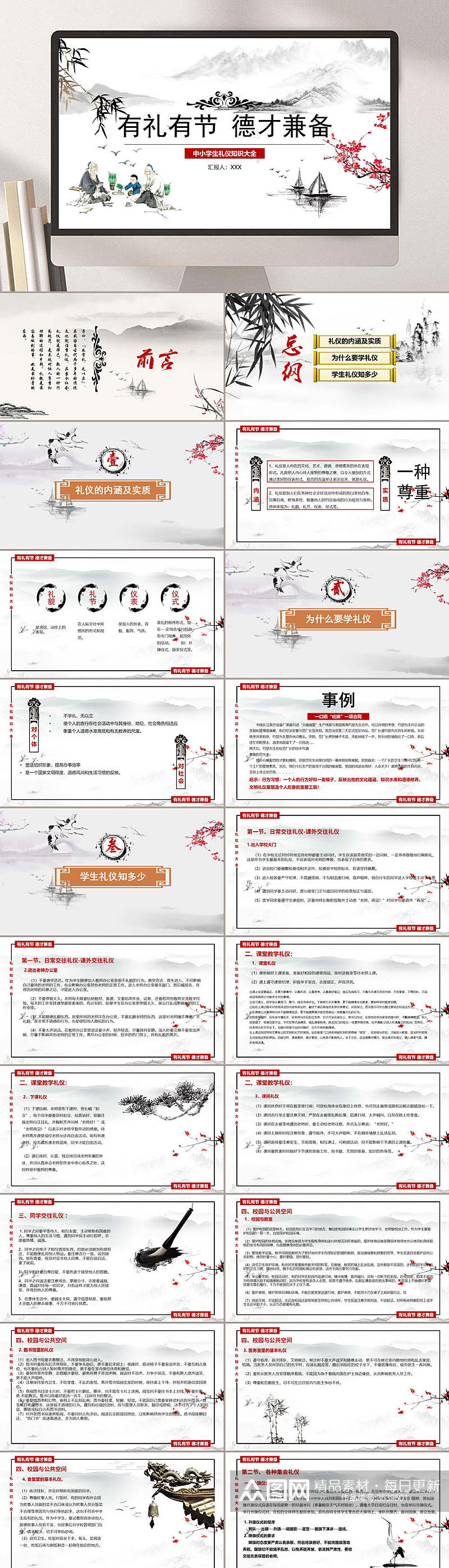 古典孔子有礼有节德才兼备文明礼仪知识大全PPT素材