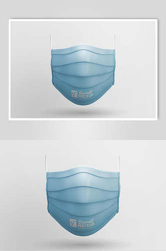 蓝色口罩包装设计展示样机