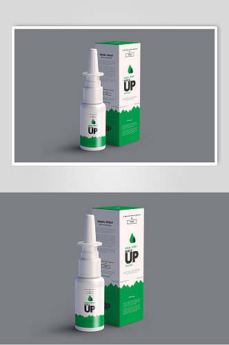 英文字母水滴绿色药品包装样机