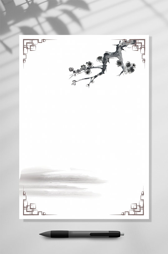 梅花感谢信信纸背景WORD-众图网