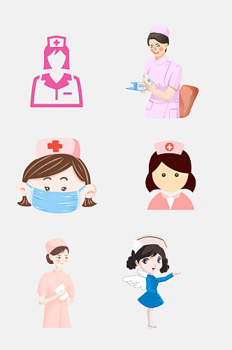 粉色时尚白衣天使医生护士免抠素材
