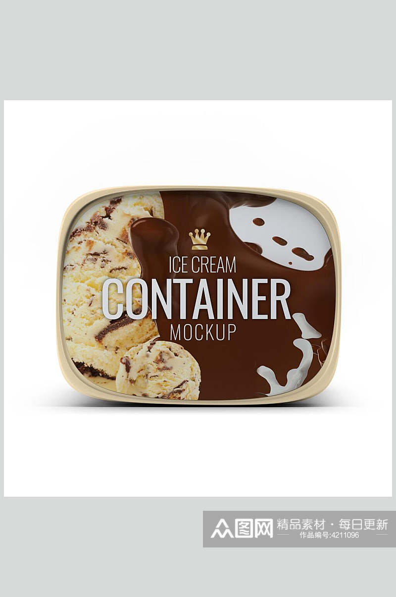 褐色图标冰淇凌雪糕包装展示样机素材