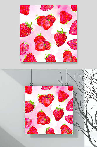 草莓花纹矢量图案素材