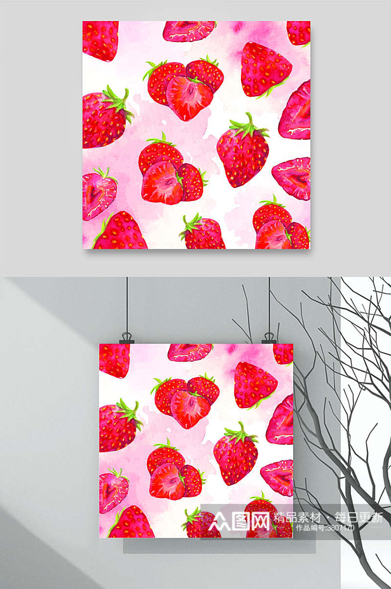草莓花纹矢量图案素材素材