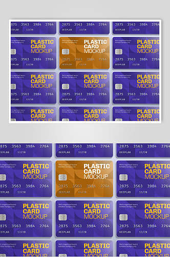 蓝色高端银行卡礼卡卡片设计展示样机效果图