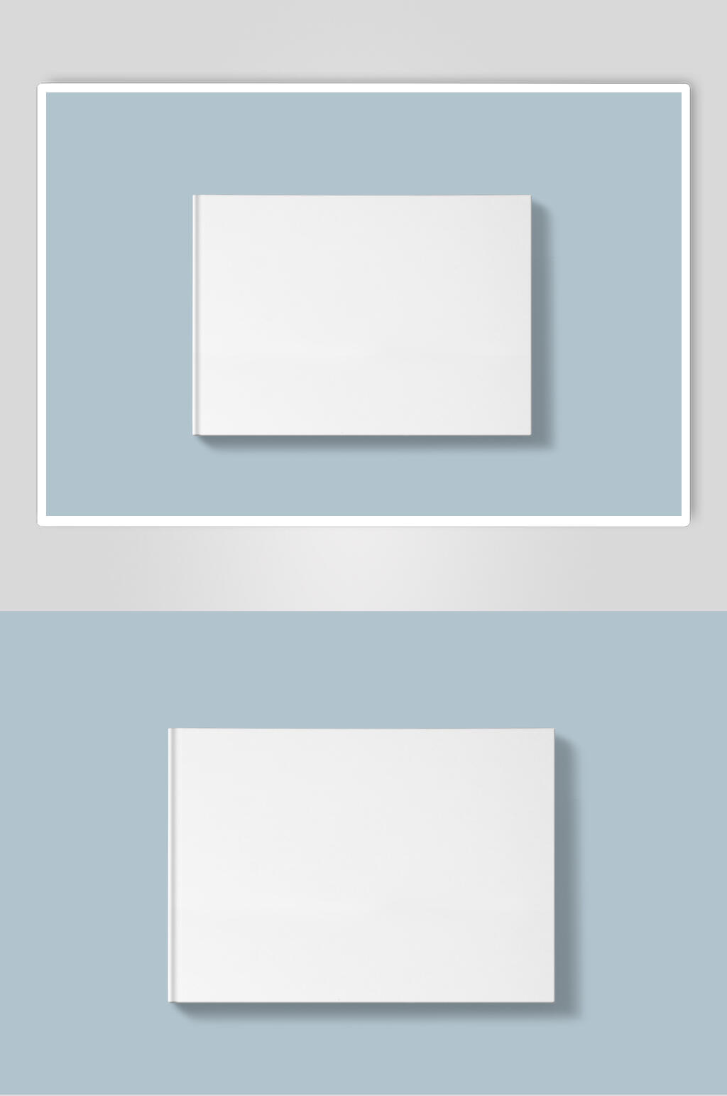 长方形蓝白色海报卡片展示样机模板下载