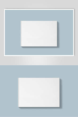 长方形蓝白色海报卡片展示样机