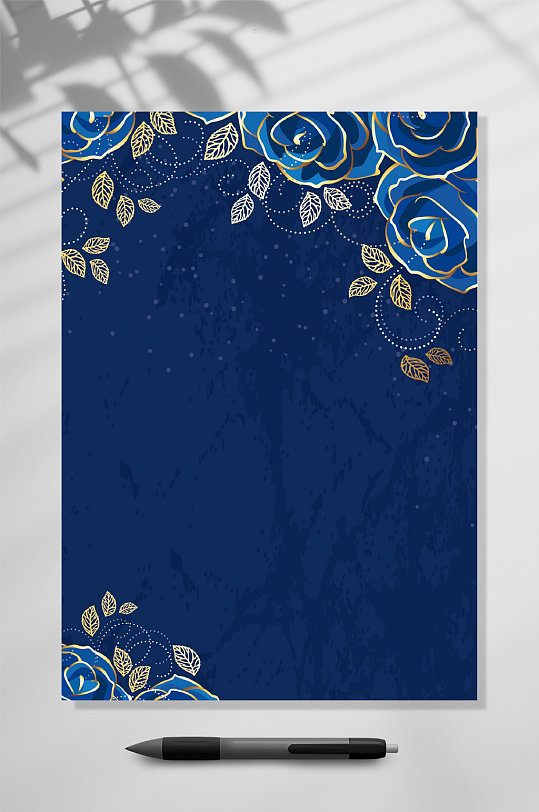 蓝色感谢信信纸背景WORD-众图网