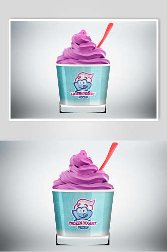 图标蓝紫冰淇凌雪糕包装展示样机