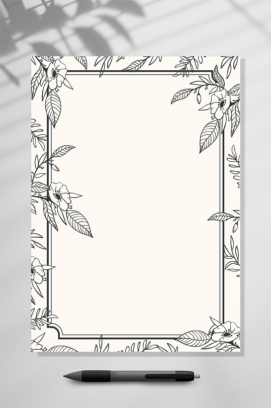 素描花卉插画信纸word