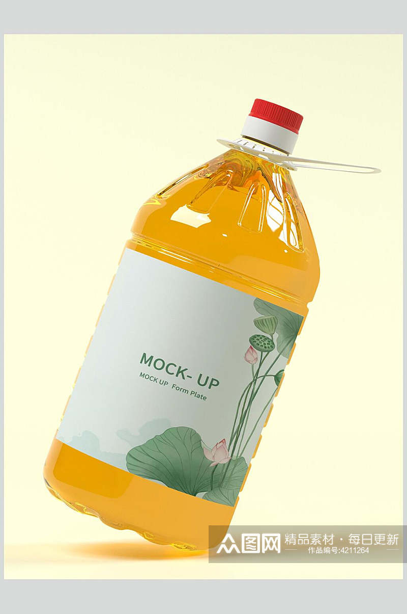 英文液体黄大瓶罐包装展示样机素材
