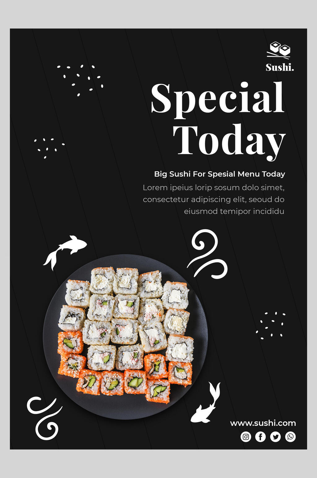 黑高端色时尚寿司美食海报素材
