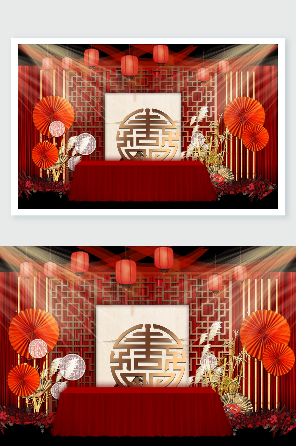 红伞寿宴舞美素材