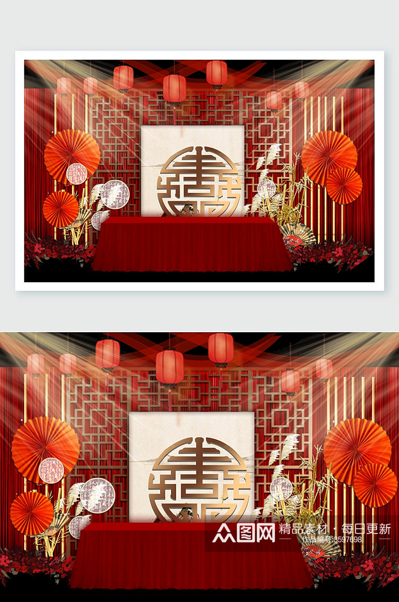 红伞寿宴舞美素材