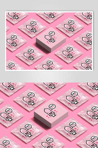 对话框图案粉色避孕套包装样机