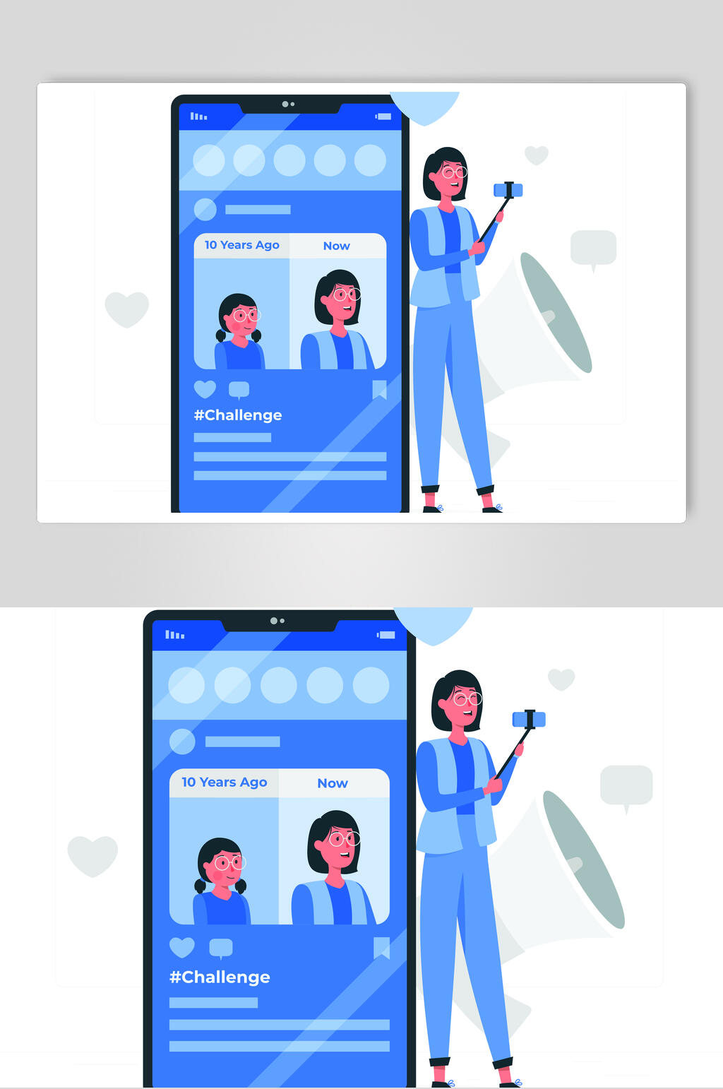 自拍卡通互联网手机交互插画矢量素材素材