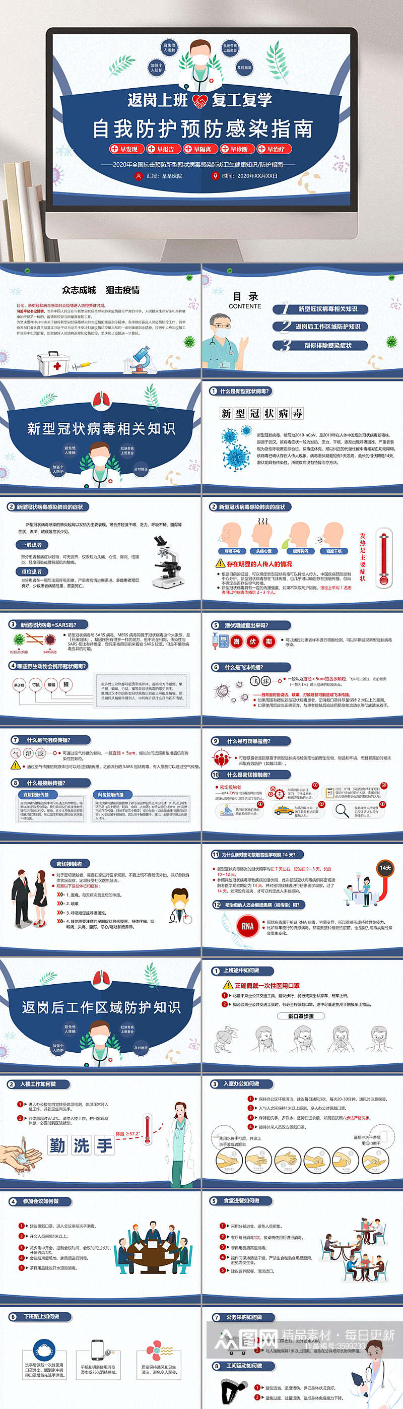 简约防疫复工复产PPT素材