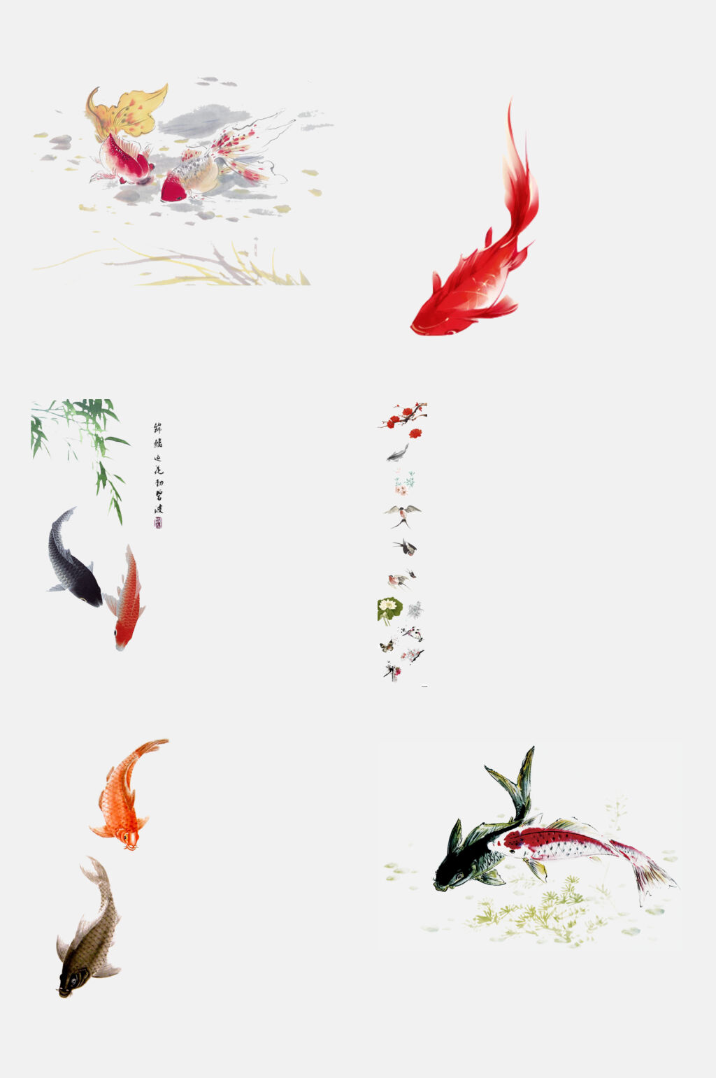 极简水墨鱼免抠素材素材