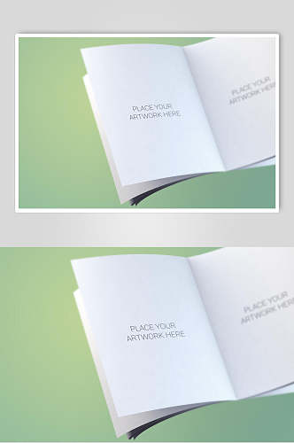 绿白打开书籍画册海报卡片展示样机