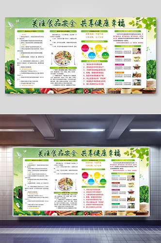 绿色关注食品安全共享健康幸福食品安全健康宣传展板