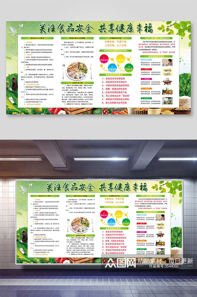 绿色关注食品安全共享健康幸福食品安全健康宣传展板素材