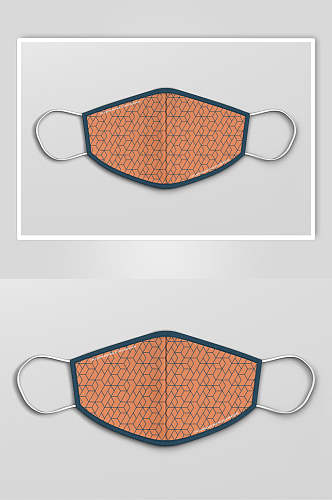 线条橙色清新口罩包装设计展示样机