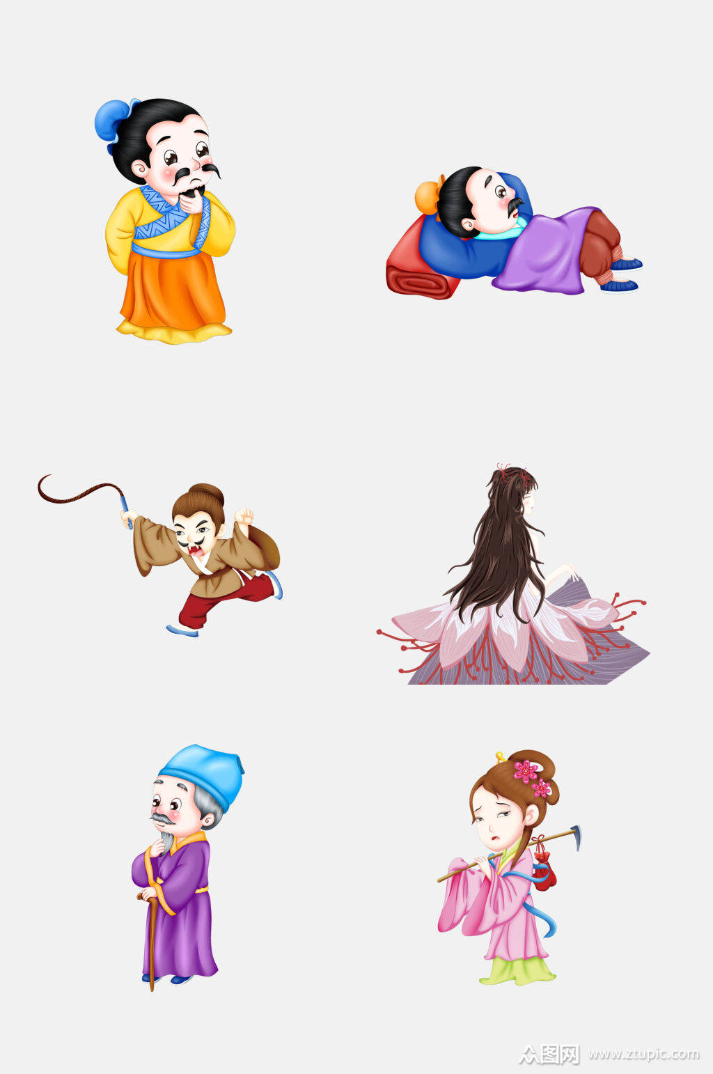 炫彩版古典人物免抠素材素材