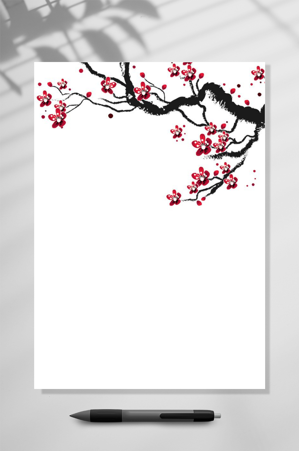 梅花信纸便签背景素材WORD素材
