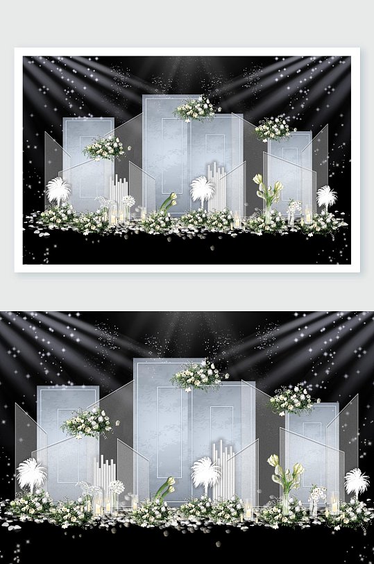 3D蓝色婚礼舞美设计